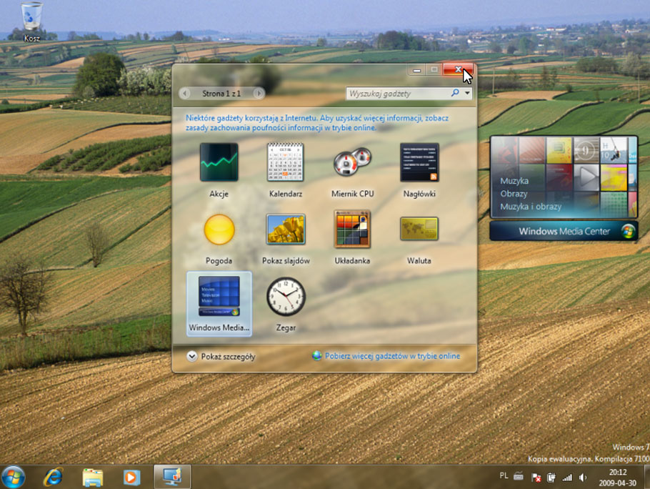 Zdjęcia z polskiej wersji Windows 7 RC